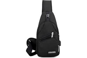 VARLIVOO Fashion Men's Sling Bag with USB Port Chest Bag Shoulder Bags Sports Bag Crossbody Bag Travel Hiking Cycling Sling Backpack Waterproof Polyester