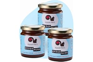 HASEL HERZ Hasel-Herz Bio Nuss-Nougat-Creme Brot-Aufstrich 3 Gläser x 220g | Gesüßt mit Kokosblütenzucker, ohne Palmöl | 35% Nussanteil, kontrollierter biologischer Anbau, nicht vegan