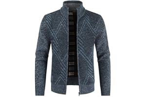 Sliktaa Uomo Cardigan Cappotto Invernale Foderato in Pile Caldo Maglione Cardigan