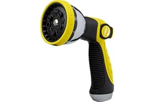 Almadirect Garden Hose Nozzle - Water Hose Nozzle Heavy Duty - Hose Sprayer - Hose Sprayer Nozzle - Adjustable 10 patterns Thumb Control Hose Nozzle Best for Outdoor Watering, Gardening and Cleaning