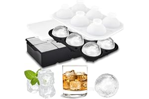 Czwander 2 Stück Eiswürfelform, 6 Quadratische + 6 Runde Kugel Eiswürfelbehälter,Eiswürfelform Silikon mit Decke, Eiswürfelform BPA Frei für Cocktails, Whiskey, Wein, Saft und Cola