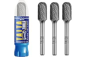 TAITATOOLS Carbide Burr 1/4" Shank, SC-5 Tungsten Double Cut Rotary Die Grinder Bits - Cutting Burrs for Milwaukee, Dewalt and Makita Die Grinder Accessories - Wood Carving Metal Working & Sturdy Storage Case