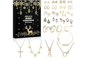 Souarts Schmuck Adventskalender 2025 für Erwachsene Frauen, Weihnachtskalender Teenager mit 24 Überraschungen, Überraschungspaket mit Kette Armkette Ringe Ohrstecker Weihnachten