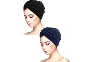 YAOMIAO 2 Piezas Gorras de Turbante de Dormir Sombrero de Dormir Estampado Gorros Sombrero de Turbante Suave para Mujeres