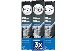 ‎VEET Veet Men Haarentfernungscreme für den Rücken, Arme und Beine, für empfindliche Haut, 3 x 200 ml