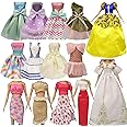 OBABO 18 PCS Handmade Doll Clothes and Accessories for Barbie Including 8 Fashion Dress 2 Party Dress 4 Outfits Tops and 4 Pants in Random for 11.5 Inch Dolls (18)