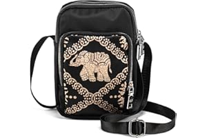 LARECHOR Mała torba na ramię z tkaniny dla kobiet i dziewcząt z uroczym wzorem, 3 przegródkami i długim paskiem