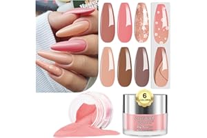 Lavender Violets 14g x 6 Dip Powder French Nail Colors Nude Pink Cream Beige Latte Stars Shine Nail Art Manicure Large Capacity Dipping Powder Glitter Nail Powder J204