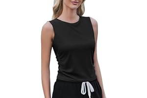 Weardear Sport Tank Tops Damen Yoga Shirt Ärmelloses Crop Top Leichte Lässig Funktions Shirt Gym Tanktop Fitness Oberteile mit Seitfalten