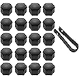 LICQIC 17 mm wheel nut covers, 20 Pcs car wheel nut caps, Universal wheel bolt Covers with Removal Tool, Black