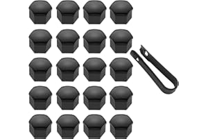 LICQIC Radschrauben Kappen, 19 mm Radmutter Abdeckung, Radbolzen Kappen mit 1 Stück Abziehhaken für Schrauben, 20 Stücke Gloss Schwarz