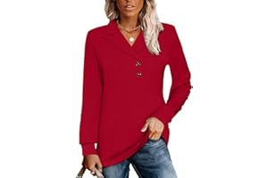 Tisfeer Sweatshirt Damen Pullover V-Ausschnitt Langarmshirt Elegant Business Lässig Tunika Tops Herbst Winter Einfarbig Oberteile