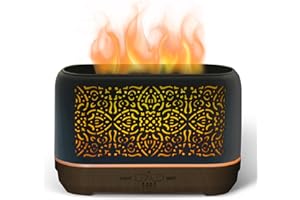 ‎EARNEST LIVING Earnest Living Flammen Aroma Diffuser 200 ml Luftbefeuchter Timer Nachtlichter und automatische Abschaltfunktion Home Office Luftbefeuchter Aromatherapie-Diffusoren für ätherische Öle Schwarz