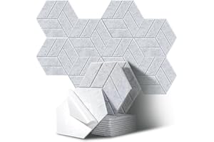 JurciCat 12 piezas paneles acusticos decorativos Paneles Acústicos Hexagonales espuma acustica insonorizacion Panel pared absorbente sonido para estudio de sonido oficina sala de juegos (30x26x0.9cm)