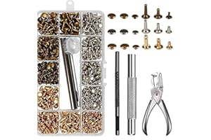 ZARRS Double Cap Niet, 300 Stück Leder-Nieten mit 3 Befestigungswerkzeugen Doppelkopf-Nieten für DIY Leder Bastelgürtel Brieftasche Dekoration 3 Größe Gold, Silber und Bronze