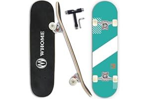 WHOME Pro Skateboard Completo para Niño Niña/Adulto Principiante/Pro - 31 x 8 Pulgada Patineta Estándar 8 Capas Alpine Maple Deck ABEC-9 Incluyen T-Tool