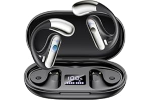 EUQQ Auriculares Inalambricos, Auriculares Bluetooth 5.3 Deportivos con Gancho de la Oreja, 40H de Reproducción,Llamada ENC HD, Profundamente Bajo, Pantalla LED, Ajuste Cómodo, IPX7 Impermeable