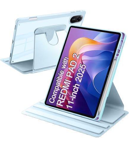 Custodia Per Xiaomi RedMi Pad 2 11 Pollici (2025) - Cover Con Supporto 360°, Tasca Per Penna, Retro Trasparente