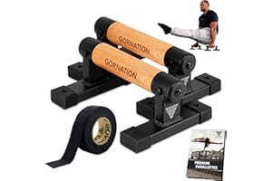 ‎GORNATION GORNATION Parallettes, inkl. Grip Tape, Calisthenics Equipment für Handstand & Push Ups, Liegestützgriffe mit Griffen/Stangen aus Holz, Push-Up Bars für Fitness zuhause & Outdoor