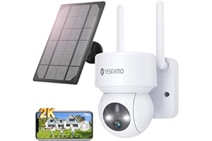 YESKAMO 2K Cámara Vigilancia WiFi Exterior con Panel Solar Batería 15000mAh 360Grados, IP Cámara Inalámbrica PTZ sin Cable Do