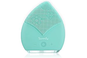 SUNMAY Leaf Sonic Limpiador Facial y Masajeador Facial Antienvejecimiento con Función de Memoria, Temporizador y Silicona Extra Suave para Esmalte y Exfoliación Facial (Azul)