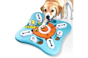 YETEE Interactive Dog Puzzle Feeder, Treat Dispenser Dog Puzzle Toys with Squeaker & Non-Slip, Slow Feeder Bowl for Mental Enrichment, IQ Training & Anxiety Relief (Style 1)