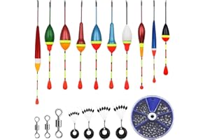 JINXIAN 205 Pcs Plomada de Pesca 10 Pcs Flotadores de Pesca 4 Pcs Frijoles Espaciales 3 Pcs Eslabón Giratorio de Pesca Kit Pesca para Pesca Accesorios Lago Pesca en el Mar