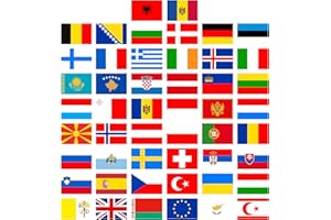 GamesMonkey® - Lot de 50 drapeaux nationaux – Différentes tailles – Autocollants pour modélisme, vélo, voiture, moto, décoration – Autocollants drapeaux nationaux (Europe, Grand)
