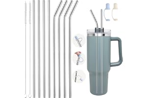 8 Sugrör i Rostfritt Stål, 31,5 cm Långa med Halmlock och Sugrörsborste - Återanvändbara för Smoothie, Milkshake, Juicer