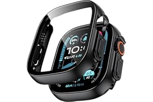 TAURI Twarde etui zaprojektowane do Apple Watch Ultra 3/2/1 49 mm, z osłoną ekranu ze szkła hartowanego 9H [HD Clear], pełna ochrona, wąska obudowa do iWatch 49 mm, czarne