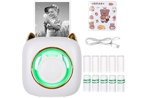 Greatop Mini Imprimante Photo Portable, Mini Imprimante Thermique, imprimante d'autocollants sans Encre, Imprimante Photo Instantané sans Fil Bluetooth pour Photo, Reçu, Mémos