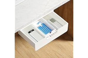 FRETONBA Duża szuflada podbiurkowa XL – montaż na śruby lub taśmę samoprzylepną, biała, dyskretna. Idealna do szkoły, biura i domu