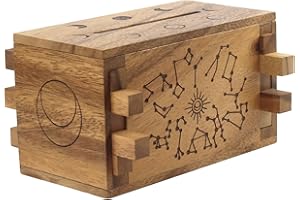 SIAMMANDALAY The Celestial Box: Zodiac Wood Puzzle Box - Secret Lock Box Game Intricate - Brain Teaser, Hidden Compartment, and Decorative Keepsake Box - Unique Gift for Puzzle Enthusiasts and Home Decor