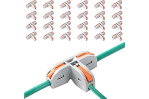IDONG Connettori per cavi a leva，25pcs T-Tap Rapido Connettore Terminale ，Connettore elettrico di tipo T，adatto per cavo a trefolo solido AWG 28-12