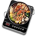 Aobosi Single Induction Hob,Portable Induction Cooker,Fashion Black Crystal Glass Panel,LCD Sensor Touch, 10 Temperatures and Power Levels(200 W to 2000 W) Settings,3-hour Timer,Safety Lock