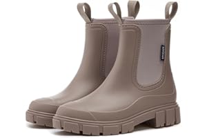 SmoothPace Gummistiefel Damen Gefüttert Wasserdicht Gummistiefeletten Halbhohe Chelsea Boots Rutschsicher Abriebfest Atmungsaktiv Regenschuhe Komfort Garten Stiefeletten 36-41EU
