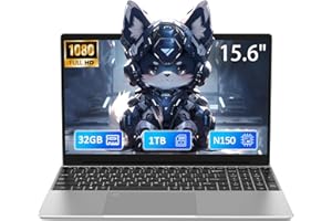 Auusda Ordinateur Portable Ultra-Fin 15,6 Pouces | Écran IPS Full HD | Processeur Celeron N150 3,40 GHz | Double Stockage 1 to + 32 Go | Clavier Rétroéclairé + Autonomie Longue Durée