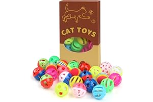 QUOZUO 24 Stück Katzenspielzeug Bälle, Bunte katzenbälle mit Geräusch, Katzen Glöckchenball Interaktives Spielzeug für Katzen Kitten