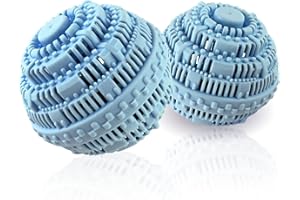 GENERIC Laundry Balls for Washer - Natural Non-Chemical Detergent Alternative for Washing Machine | Eco-Friendly Wash Ball & Fabric Softener Dispenser for 2000 Washes (2 Blue)