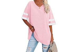 Famulily Women's Casual Half Sleeve V Neck T Shirt Ladies Comfy Oversized Baseball Tshirts Tunic Tops
