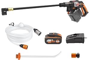 WORX WG633E Hydroshot Akku-Hochdruckreiniger 20V - 56 Bar Max. Druck - multifunktional zur Reinigung & Bewässerung - leistungsstarker bürstenloser Motor - 5-in-1 Druckdüse - inkl. 4Ah Akku & Ladegerät