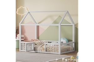 Sapgaks Lit cabane Enfants 90x200 avec sommier à Lattes,lit superposé Enfant avec marches,lit Mezzanine 1 Places avec penderie,lit Enfant avec Barriere,lit Mezzanine Enfant,Blanc