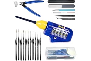 ODN GIFT SUPPLIES Revell Contacta Model Glue, Model Making Tool Set & Premium Fine Detail Paint Brush Set | Great For Plastic Model Making | 25g Glue, 9pc Tool Set, 11pc Paint Brushes