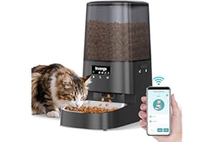 Invengo Distributeur Automatique 5L pour Chats et Petits Chiens, Contrôle App, Wi-Fi 2.4/5G, Double Alim, Portions Réglables, Anti-Bourrage, Bol Inox, Facile à Nettoyer