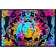 Raj Handicrafts Cotton Psychedelic Sun Moon Tie Dye Mandala Hippie Hippy Celestial Indian Bohemian Wall Hanging Tapestry Poster (Multicolour, 40X30 Inches)