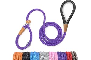 lynxking Schleppleine für Hunde Hundeleine Retrieverleine Führleine Zugleine für kleine mittelgroße große Hunde (Purple, Zugstopp-0.9cm x 180cm)