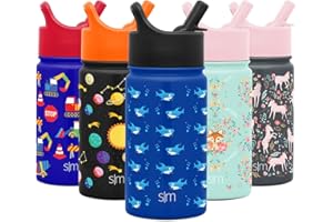 Simple Modern Bottiglia d'Acqua per Bambini con Cannuccia, Vaso Termico in Acciaio Inossidabile Isolato Riutilizzabile per Ragazzi e Ragazze, Summit Collezione, 415ml, Shark Bite