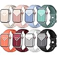 Mastten 8 Stück Sport Armbänder kompatibel mit Apple Watch Armband 38mm 40mm 41mm für Damen Herren,Weiche Silikon Band Ersatz