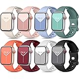 Mastten 8 Stück Sport Armbänder kompatibel mit Apple Watch Armband 38mm 40mm 41mm für Damen Herren,Weiche Silikon Band Ersatz