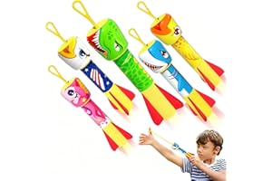 YNYBUSI Kites | Foam Rockets with Launcher for Kids, Outdoor Indoor Garden Toys for Toddlers Age 3+Games Girls Boys Gifts Birthday Presents Finger Launching Flying Toys